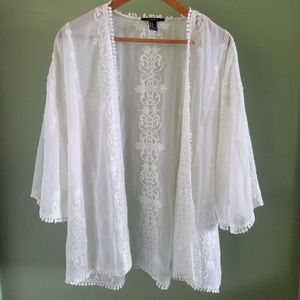 White Sheer Embroidered Shawl